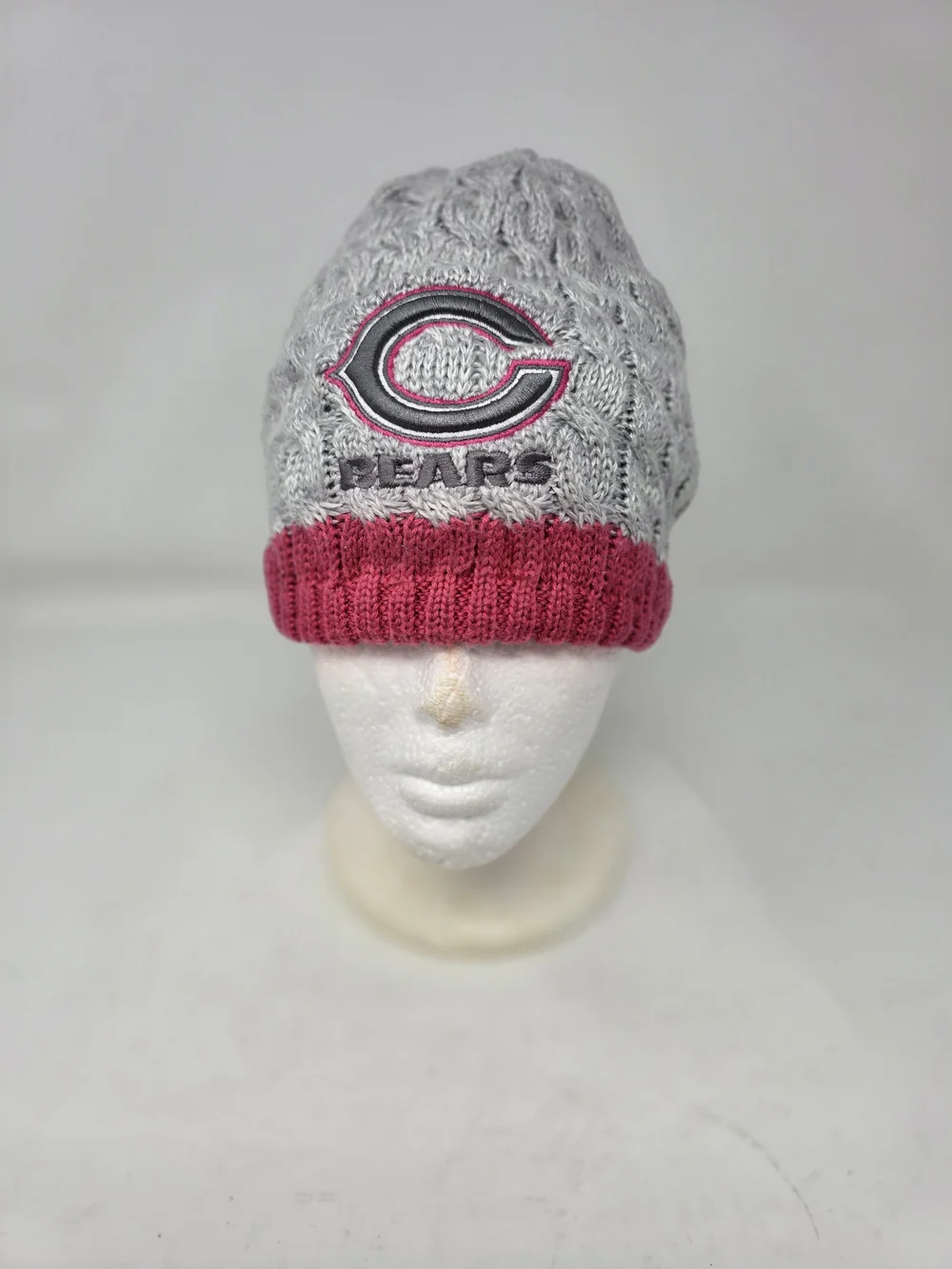 New Era Chicago Bears Beanie Knit Hat Womens Pink Ribbon Breast Cancer NFL